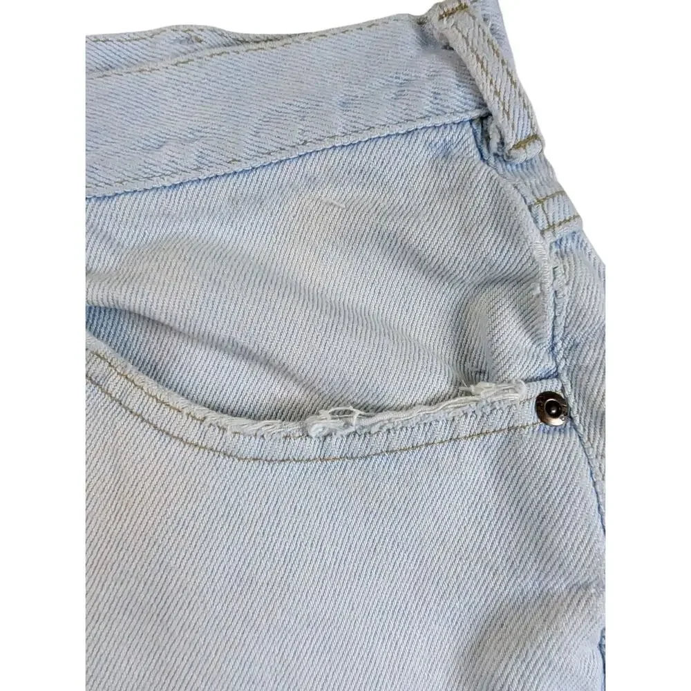 Lee VTG Jean Shorts Mens 32 Light Wash Distressed Y2K Made in USA Jorts Baggy